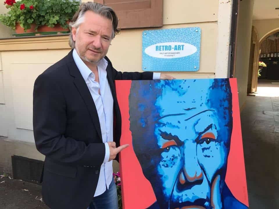 Stephan Kaußen mit Nelson Mandela in Retro Art